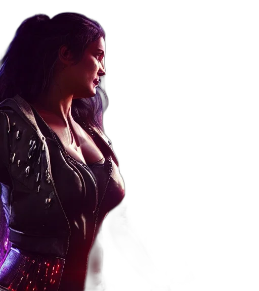 jacket, concept art, cyberpunk, 3d render, comic book art, neon lights, charismatic, rugged transparent PNG cut-out