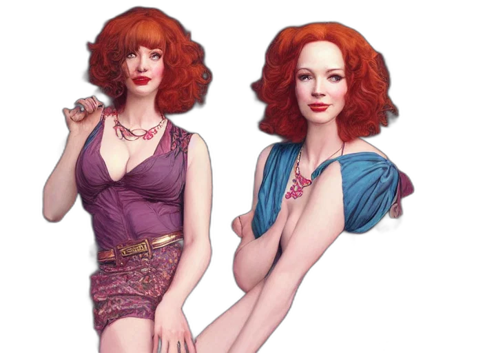 dress, concept art, fantasy art, photorealistic, comic book art, red, christina, hendricks transparent PNG cut-out