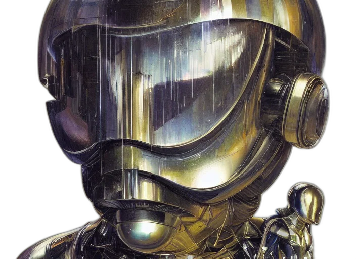robot, mask, cyberpunk, concept art, comic book art, golden, portrait, cyber transparent PNG cut-out