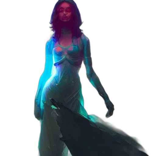 dress, creature, staff, concept art transparent PNG cut-out