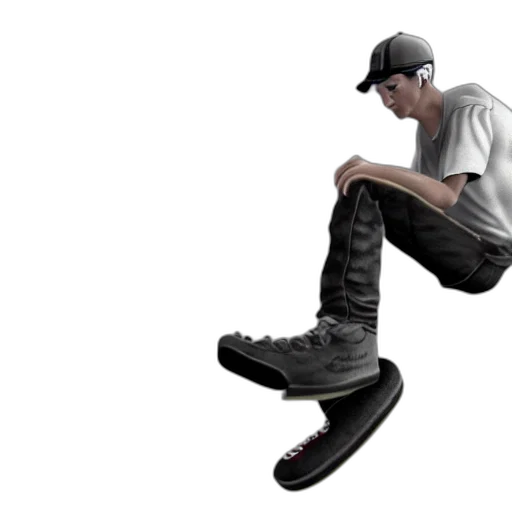shoes, hat, staff, 3d render, concept art, photorealistic, pixel art, monochrome transparent PNG cut-out