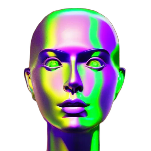 face, mask, robot, jewelry, 3d render, vaporwave, photorealistic, cyberpunk transparent PNG cut-out