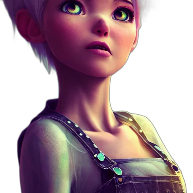 face, dress, robot, staff, fantasy art, concept art, 3d render, photorealistic transparent PNG cut-out