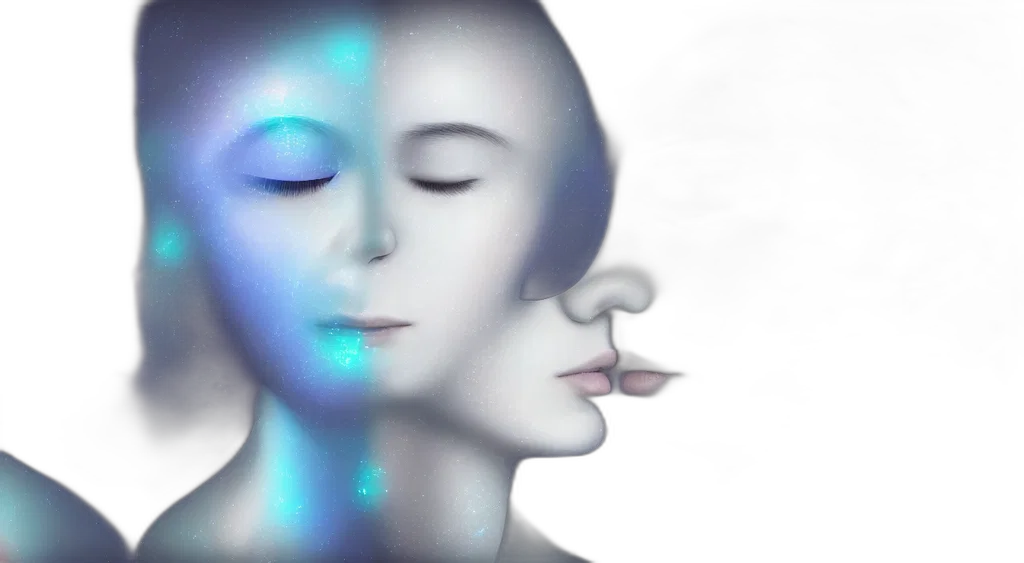 mask, face, robot, vaporwave transparent PNG cut-out