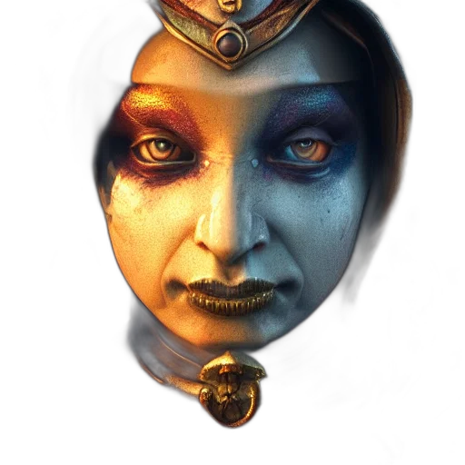 mask, face, jewelry, crown, fantasy art, concept art, 3d render, photorealistic transparent PNG cut-out
