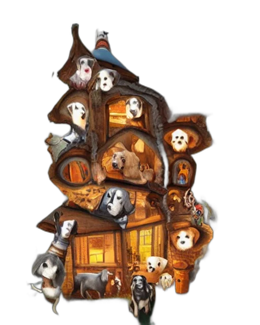 furniture, building, concept art, fantasy art, pixel art, 3d render, surreal, house transparent PNG cut-out