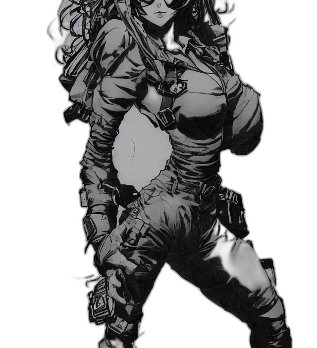 dress, weapon, jacket, staff, comic book art, concept art, cyberpunk, fantasy art transparent PNG cut-out