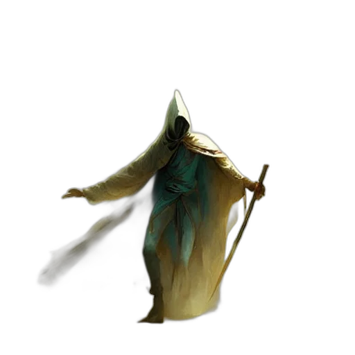 staff, sword, creature, mask, concept art, fantasy art, 3d render, pixel art transparent PNG cut-out