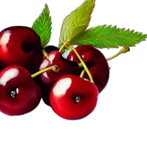food, photorealistic, red, close, cherries, classical, academical, oil transparent PNG cut-out