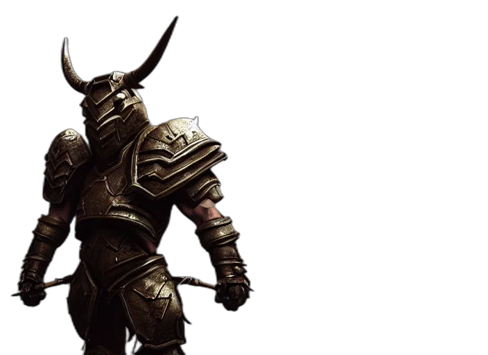 sword, weapon, concept art, fantasy art, 3d render, armoured, minotaur, warrior transparent PNG cut-out