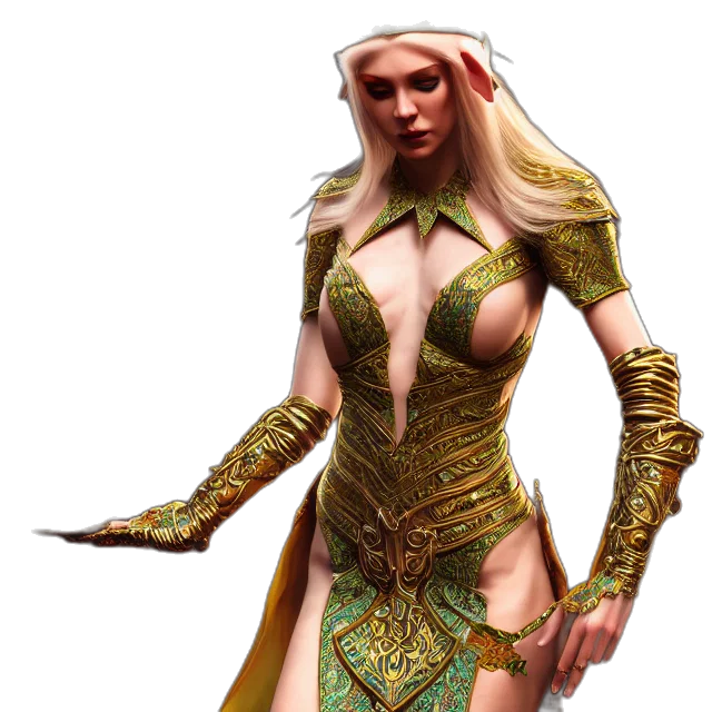 dress, fantasy art, concept art, comic book art transparent PNG cut-out