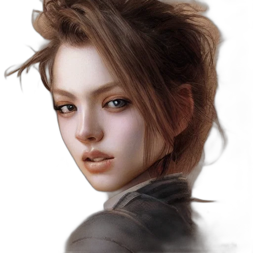 face, hair, jacket, staff transparent PNG cut-out