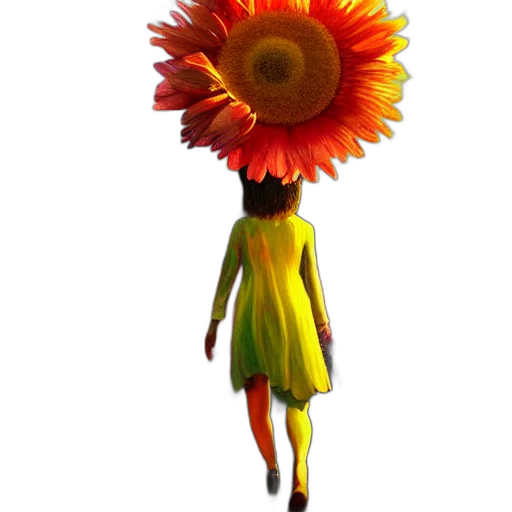 flower, dress, staff, umbrella, concept art, 3d render, photorealistic, pixel art transparent PNG cut-out