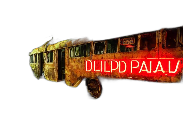 concept art, low, wide, angle, shot, dilapidated, fallout, miami transparent PNG cut-out