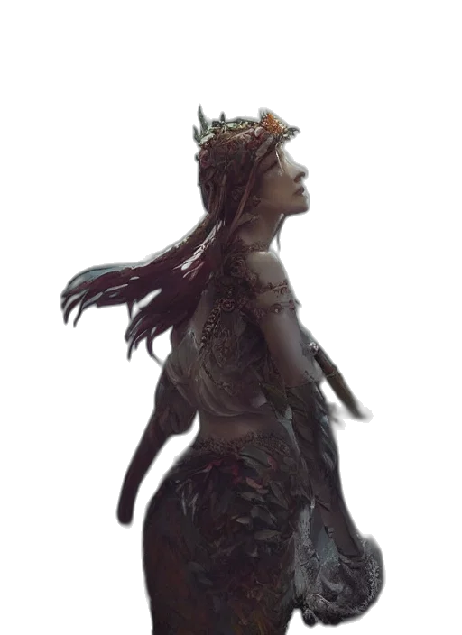 crown, dress, staff, creature transparent PNG cut-out