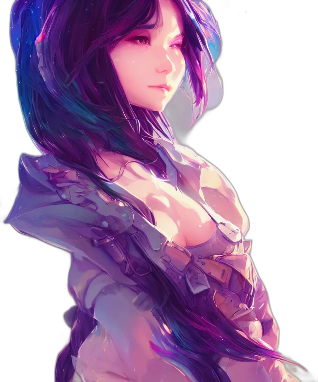dress, jacket, face, crown, fantasy art, cyberpunk, anime, concept art transparent PNG cut-out