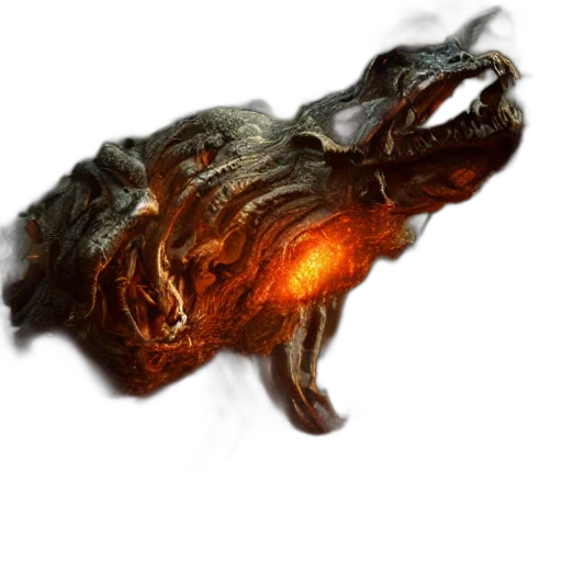 dragon, hair, creature, mask, concept art, fantasy art, 3d render, photorealistic transparent PNG cut-out