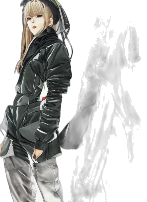 jacket, staff, face, weapon transparent PNG cut-out