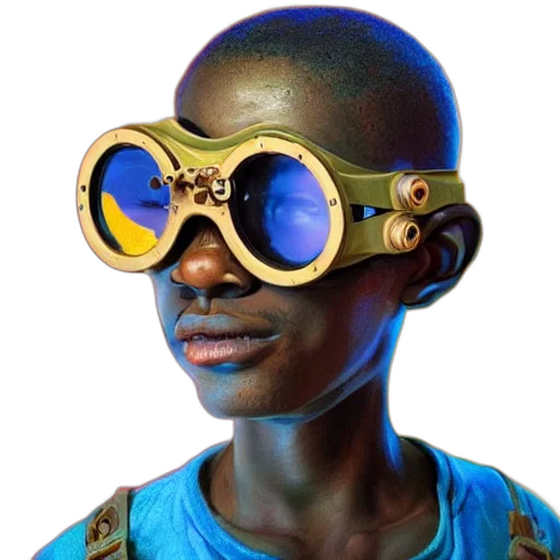 mask, face, robot, staff, concept art, 3d render, photorealistic, comic book art transparent PNG cut-out