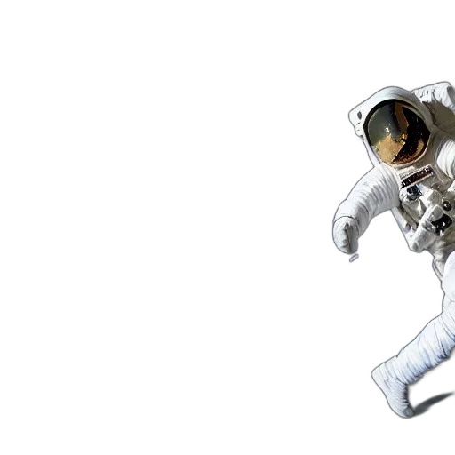 robot, mask, staff, concept art, outer space, astronaut, running, along transparent PNG cut-out