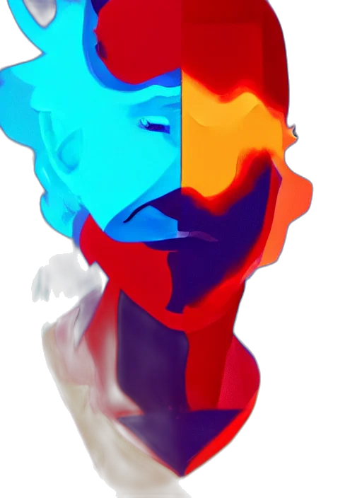 mask, face, crown, hat, concept art, 3d render, vaporwave, pixel art transparent PNG cut-out