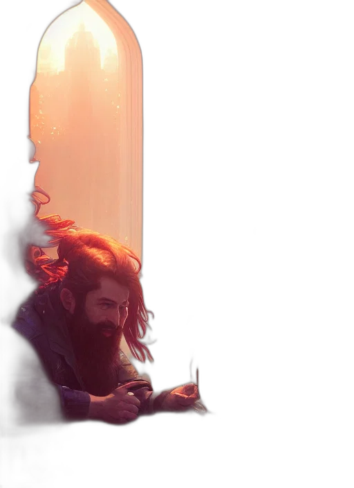 sword, bottle, face, hair transparent PNG cut-out