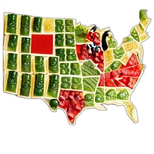green, map, united, states, made, out, sushi, table transparent PNG cut-out