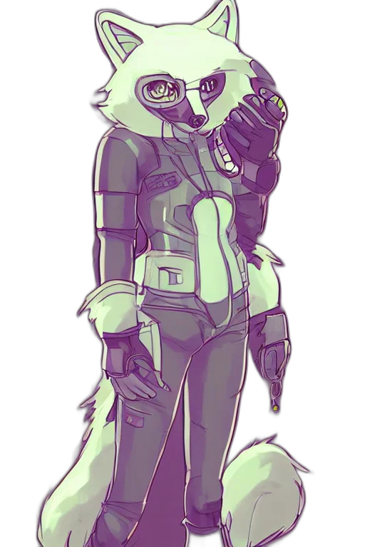 jacket, robot, creature, staff transparent PNG cut-out