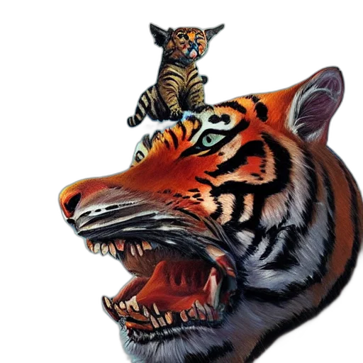 animal, creature, photorealistic, concept art, oil painting, 3d render, two, headed transparent PNG cut-out