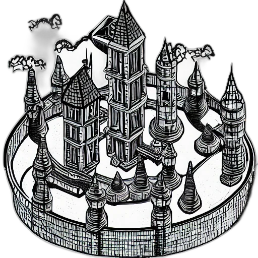 crown, building, dragon, staff, concept art, fantasy art, 3d render, cartoon transparent PNG cut-out