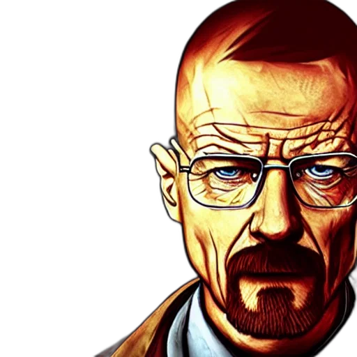 face, comic book art, cartoon, photorealistic, concept art, walter, white, gordon transparent PNG cut-out
