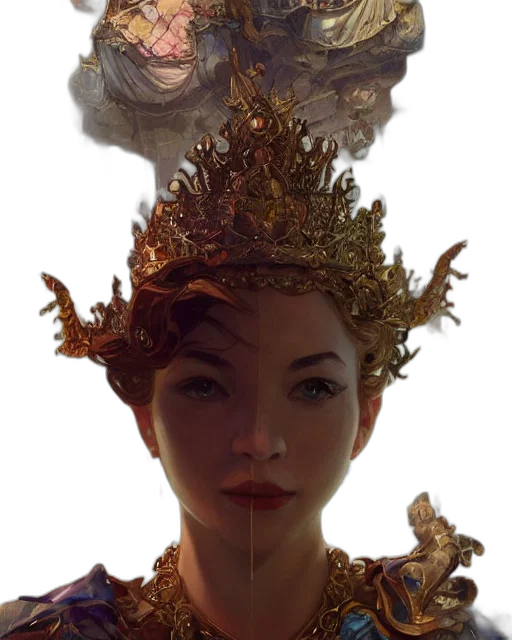 crown, face, mask, creature, fantasy art, concept art, photorealistic, oil painting transparent PNG cut-out