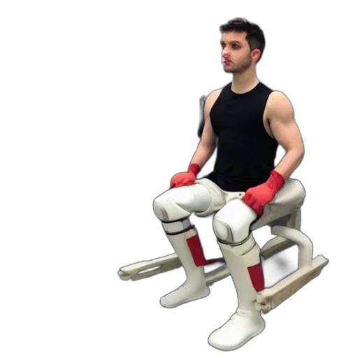 robot, furniture, 3d render, concept art, muscular, fitting, exoskeleton, rehab transparent PNG cut-out