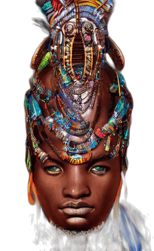 jewelry, crown, face, mask, photorealistic, cyberpunk, concept art, fantasy art transparent PNG cut-out