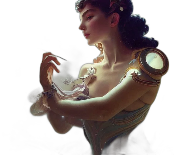 jewelry, dress, dragon, crown, fantasy art, concept art, photorealistic, oil painting transparent PNG cut-out