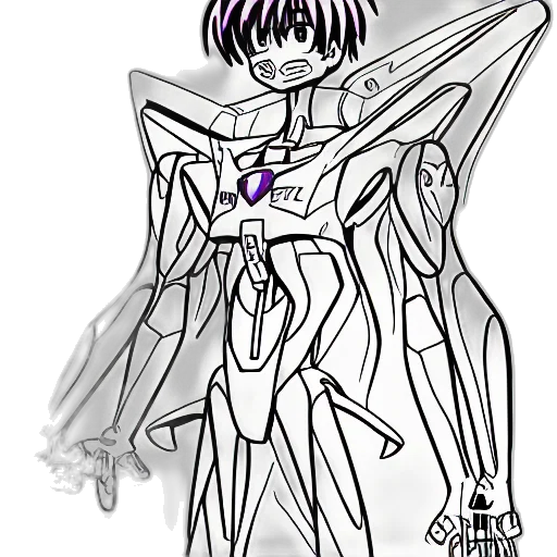 robot, concept art, anime, cyberpunk, vaporwave, monochrome, pastel, lineart transparent PNG cut-out