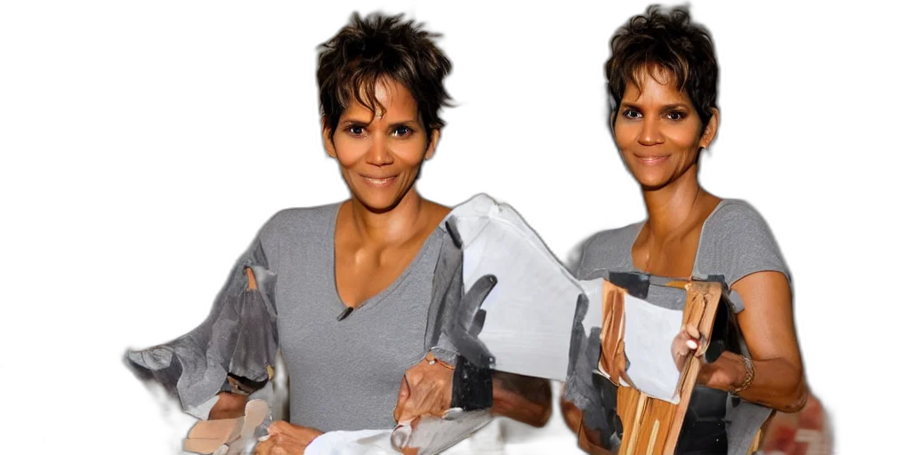 hair, photorealistic, halle, berry transparent PNG cut-out