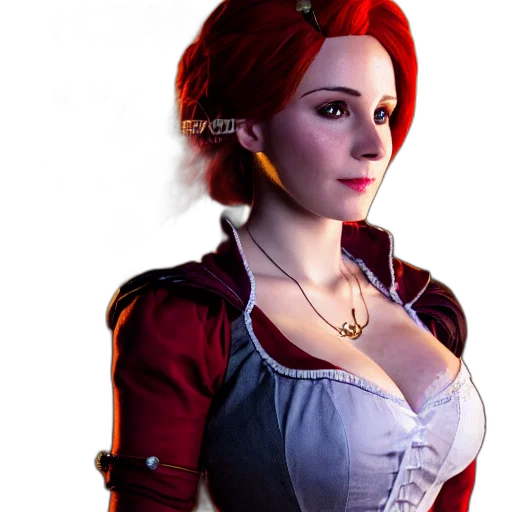 dress, concept art, 3d render, photorealistic, fantasy art, red, triss, merigold transparent PNG cut-out