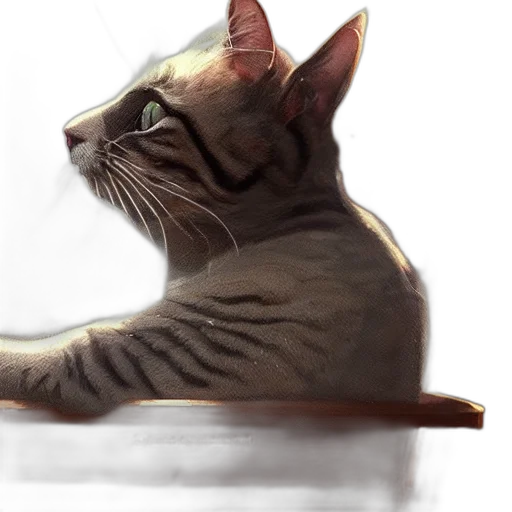 staff, animal, photorealistic, concept art, 3d render, fantasy art, cat, sitting transparent PNG cut-out