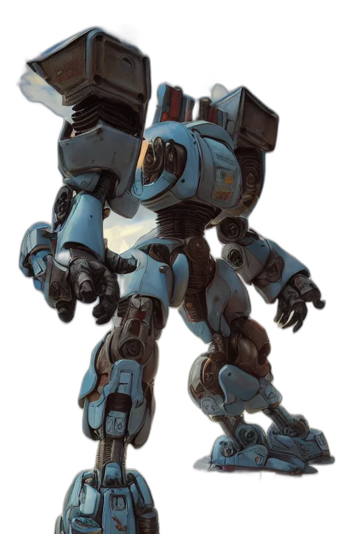 robot, weapon, concept art, 3d render transparent PNG cut-out