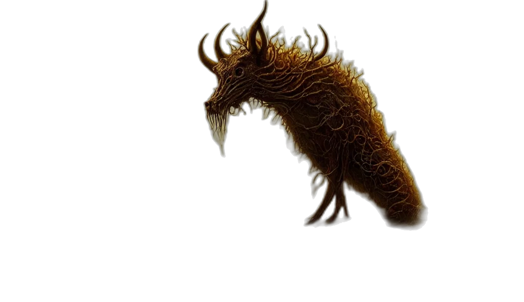 dragon, creature, animal, hair, concept art, fantasy art, 3d render, photorealistic transparent PNG cut-out