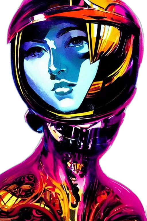 robot, face, mask, crown, comic book art, cyberpunk, anime, concept art transparent PNG cut-out
