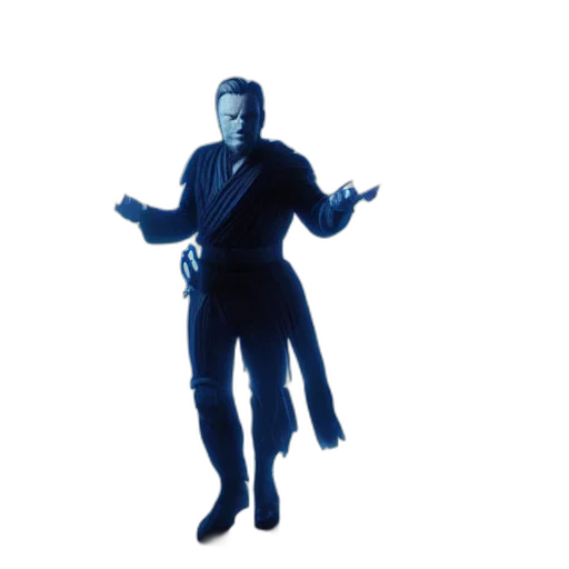 robot, creature, jacket, staff, concept art, pixel art, blue, film transparent PNG cut-out