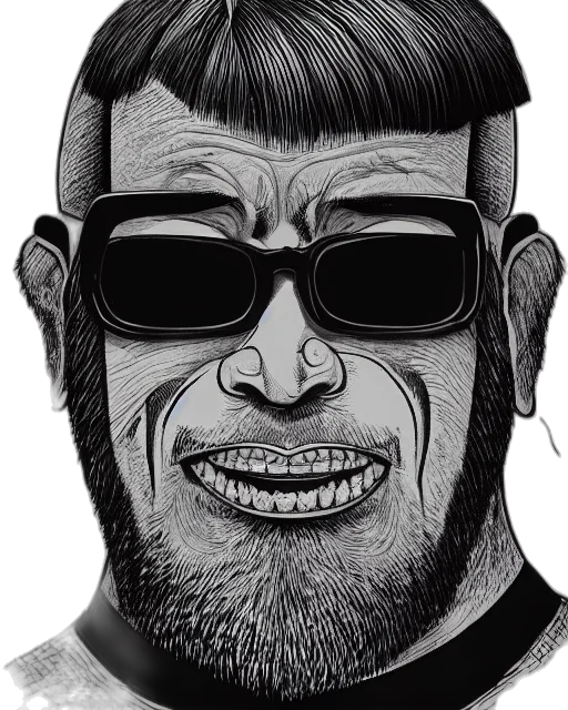 face, jacket, staff, creature transparent PNG cut-out