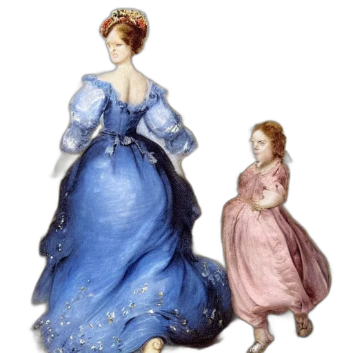 dress, oil painting, photorealistic, concept art, watercolor, snow, blue, princess transparent PNG cut-out