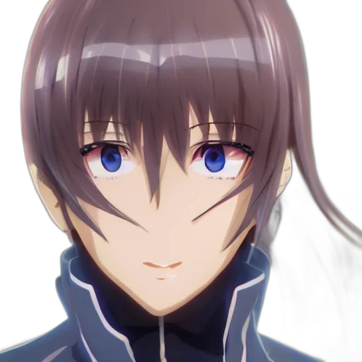 face, anime, photorealistic, concept art, cartoon, blue, key, visual transparent PNG cut-out