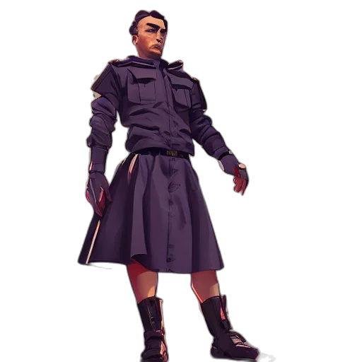 jacket, staff, dress, concept art transparent PNG cut-out
