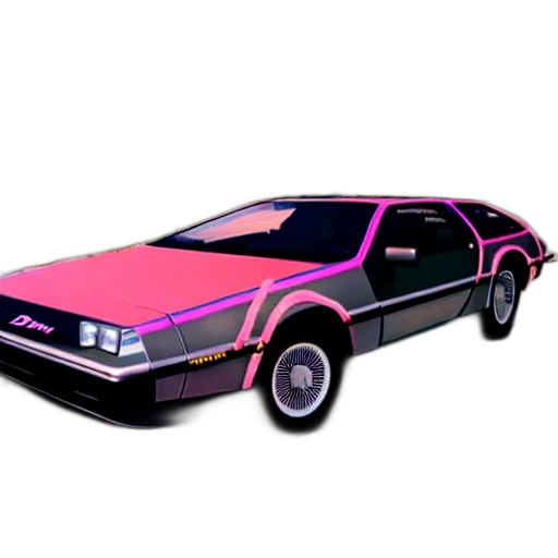 car, vaporwave, 3d render, concept art, pixel art, neon, pastel, delorean transparent PNG cut-out