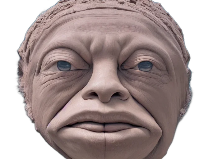face, mask, creature, 3d render, photorealistic, massive, clay, sculpture transparent PNG cut-out