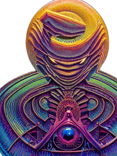 mask, hair, face, creature, concept art, outer space, neon, colorful transparent PNG cut-out